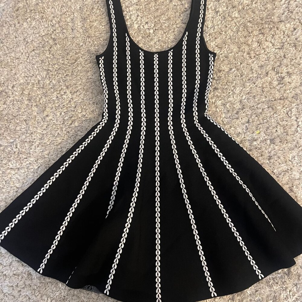 bebe Leilani Black White Knit Fit & Flare Skater Dress XS - Picture 5 of 11